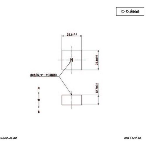 MAGNA ネオジム磁石 角型 25.4×25.4