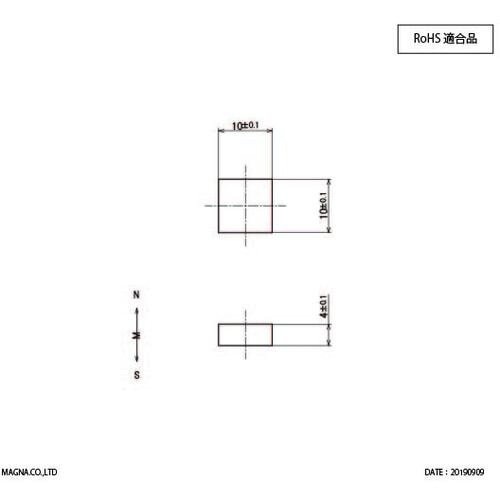 MAGNA ネオジム磁石 角型 10×10×4