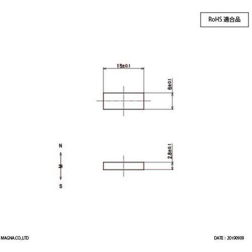 MAGNA ネオジム磁石 角型 15×6×2.8