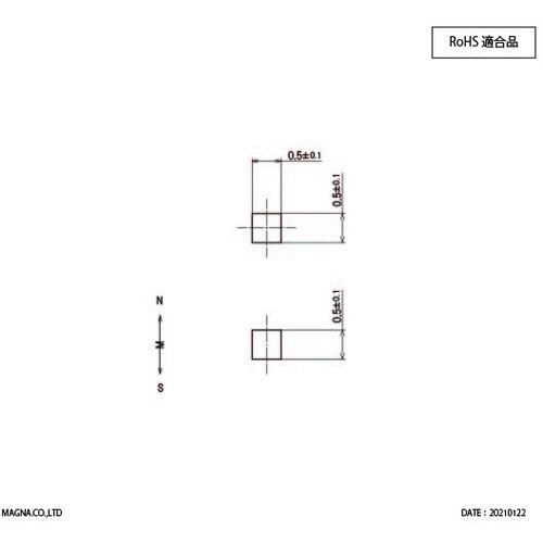 MAGNA ネオジム磁石 超薄型 0.5×0.5×