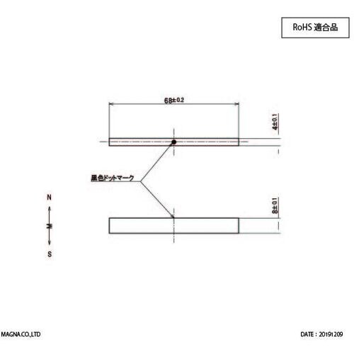 MAGNA ネオジム磁石 角型 68×4×8