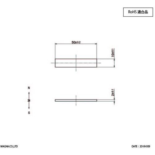 MAGNA ネオジム磁石 角型 50×10×2