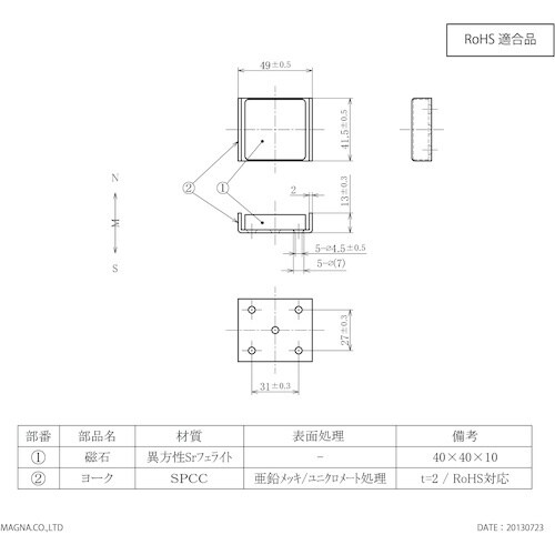 MAGNA キャップマグネット 角型 (Lタイプ)