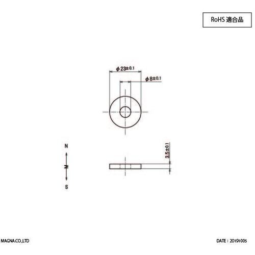 MAGNA ネオジム磁石 リング型 23φ×8φ×
