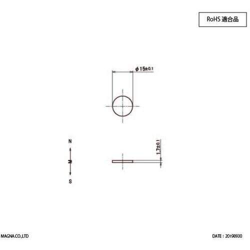 MAGNA ネオジム磁石 丸型 15φ×1.7