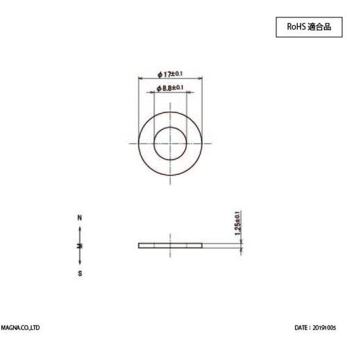 MAGNA ネオジム磁石 リング型 17φ×8.8