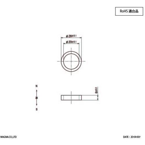 MAGNA ネオジム磁石 リング型 31.2φ×1