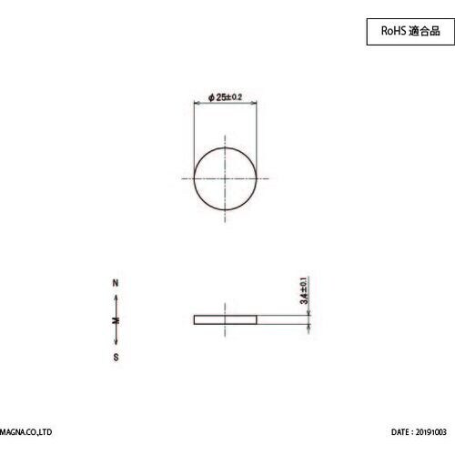 MAGNA ネオジム磁石 丸型 25φ×3.4