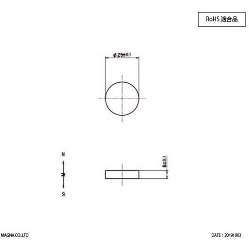 MAGNA ネオジム磁石 丸型 25φ×6