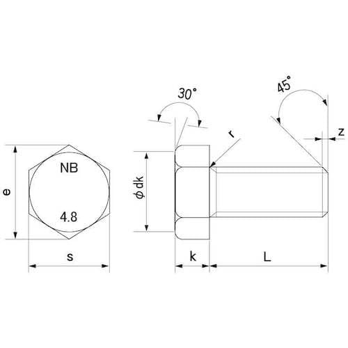 SUNCO ステン六角ボルト(全ネジ NBI 6
