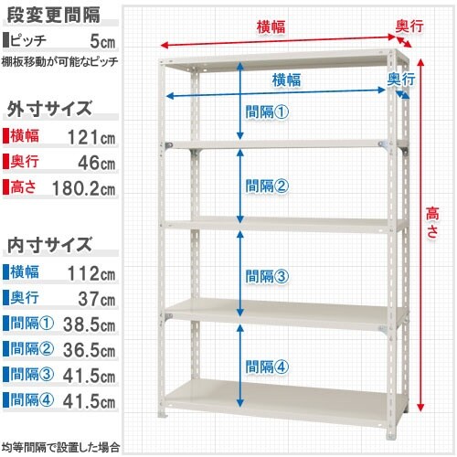 北島 スチール棚NC−2−18 5段 ブラック