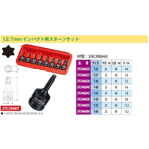 JTC 12.7mmインパクト用スターソケット T