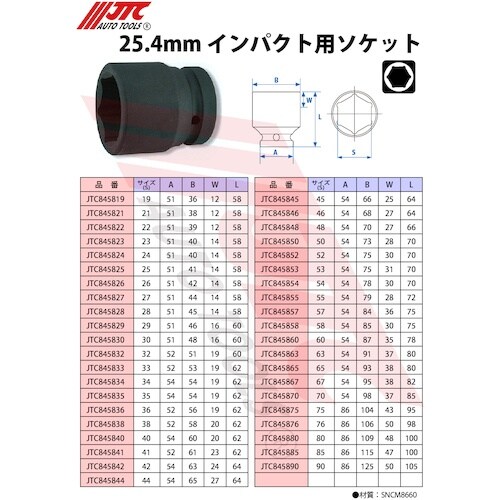 JTC 25.4mmインパクトソケット 30mm