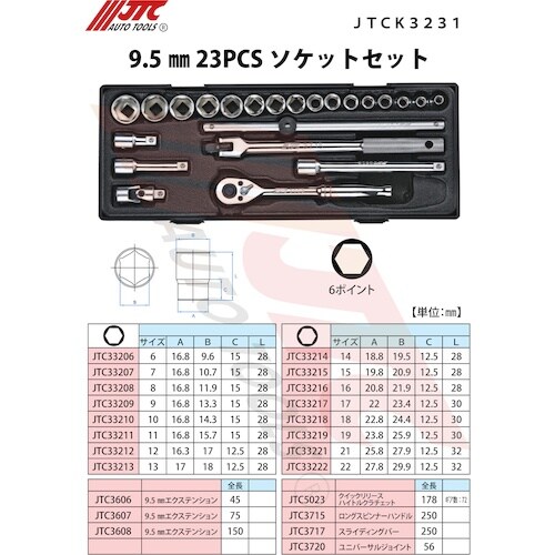 JTC 9.5mm 23PCSソケットセット