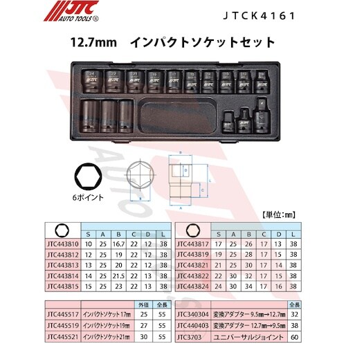JTC 12.7mm インパクトソケットセット