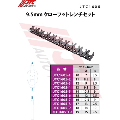 JTC 9.5mmクローフットレンチセット