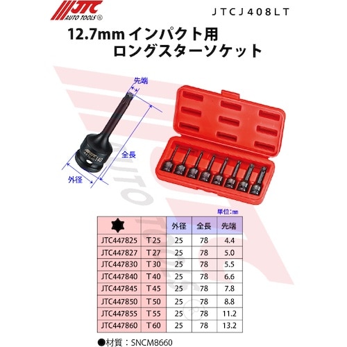 JTC 12.7mmインパクト用ロングスターソケッ