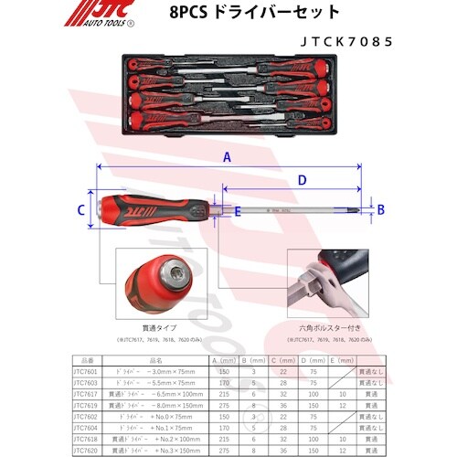 JTC 8PCS ドライバーセット