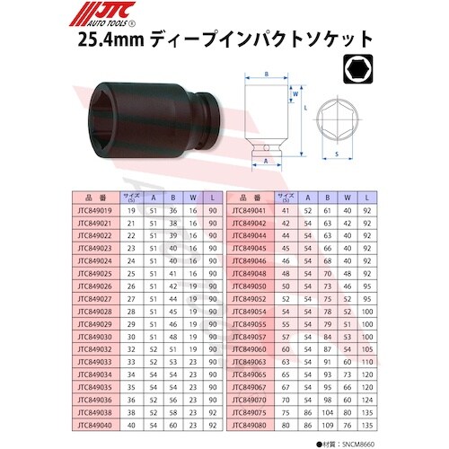 JTC 25.4mmディープインパクトソケット