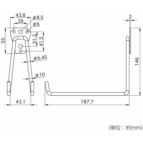 ハイロジック ツールダブルフックL型Lサイズ1個入