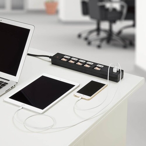 YAZAWA 個別スイッチ付5AC2USB3.4A