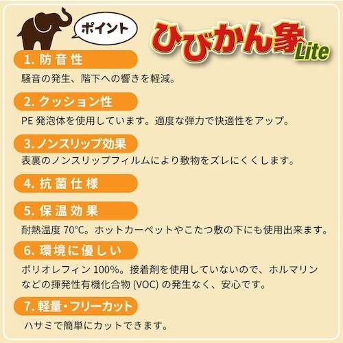 萩原 国産 滑り止め防音シート ひびかん象Lite