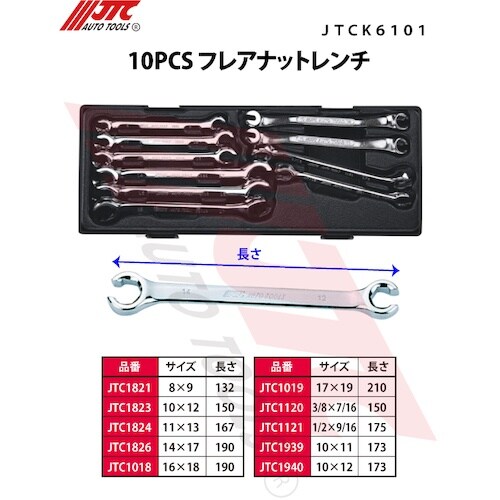 JTC 10PCS フレアナットレンチ