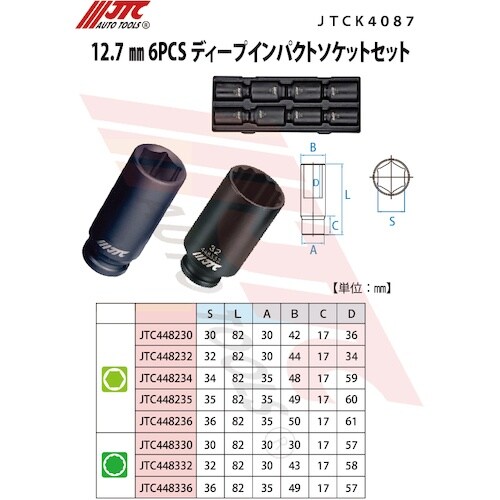 JTC 12.7mm 6pディープインパクトソケッ