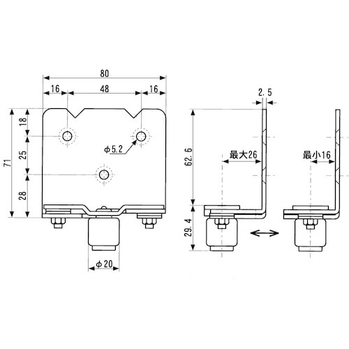 ヤボシ ガイドローラー(後付けタイプ)(ステンレス