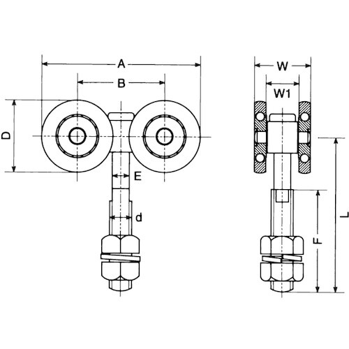 ヤボシ 複車ベアリング入(ステンレス製) 4号