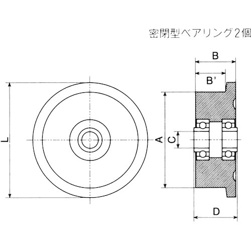 ヤボシ フジロイヤル重量戸車 L型(トロ型) 10