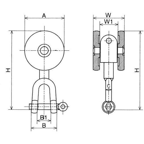 ヤボシ シャックル付単車(POM)(スチール製)