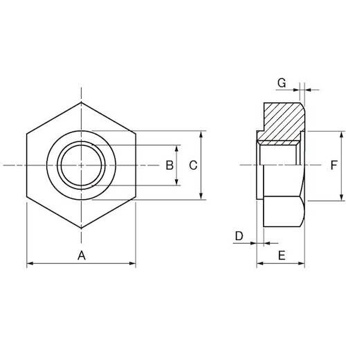 SUNCO 六角溶接ナット(P付 爪なし(鉄)カヨ