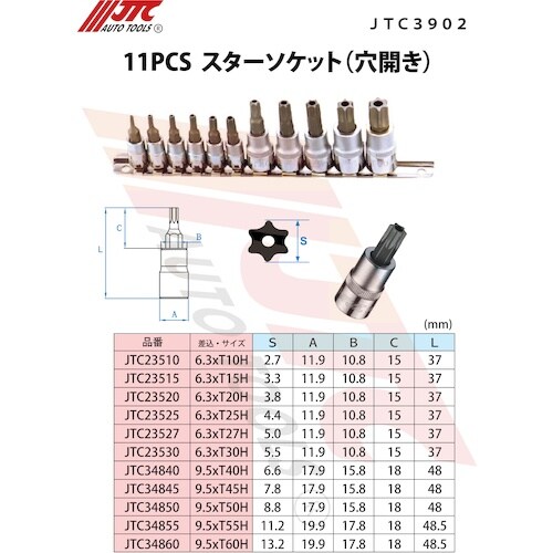 JTC 11pcs スターソケット(穴開き)