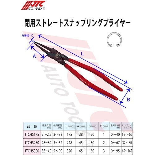 JTC 閉用ストレートスナップリングプライヤー