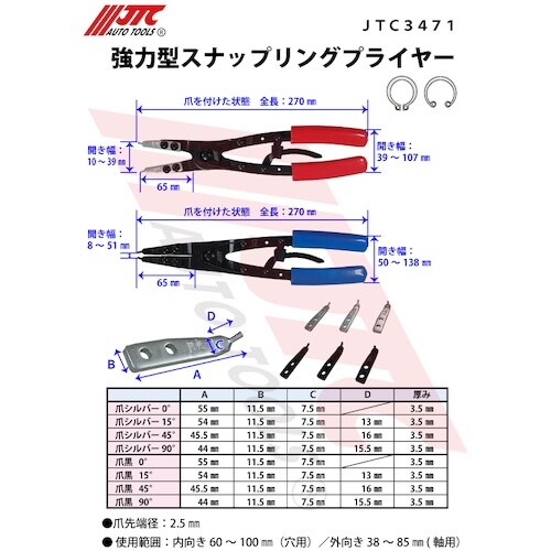JTC 強力型スナップリングプライヤー