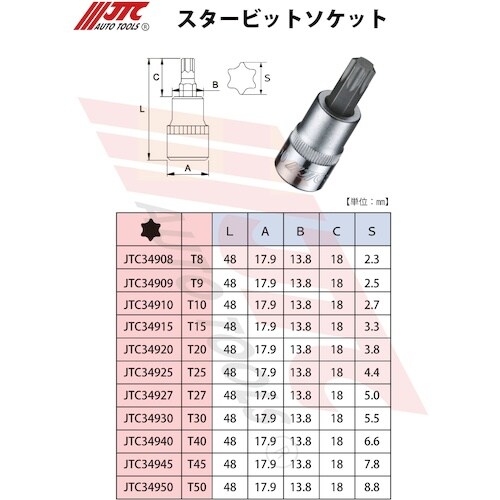 JTC 差込9.5mmスタービットソケットT25