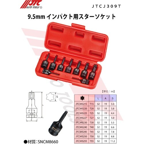 JTC 9.5mmインパクト用スターソケット T2