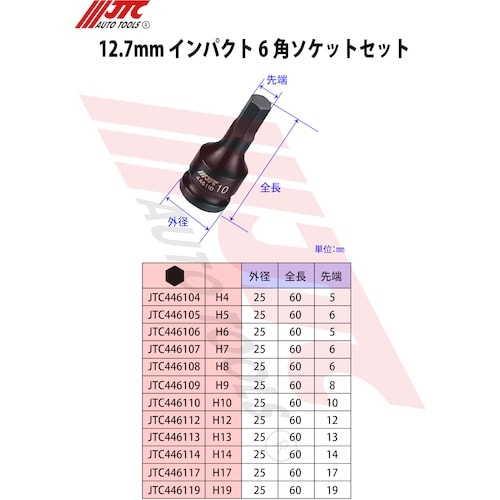 JTC 12.7mmインパクト6角ソケット 10m