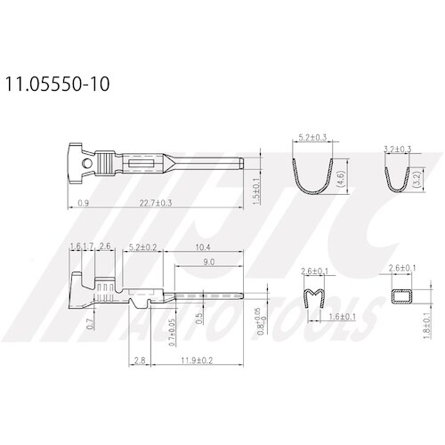 JTC オス端子適用電線0.75ー1.5mm2 1