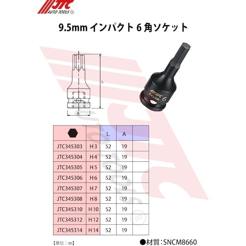 JTC 9.5mmインパクト6角ソケット 5mm