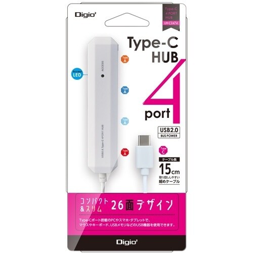 ナカバヤシ USB2.0/Type−C/4ポートハ