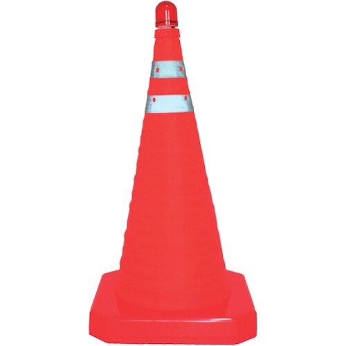 IWA 伸縮コーン 樹脂製 点滅式ライト付 中 高