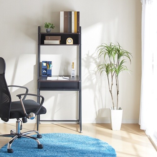 ナカバヤシ 収納ボックス付きデスクW600ダーク木