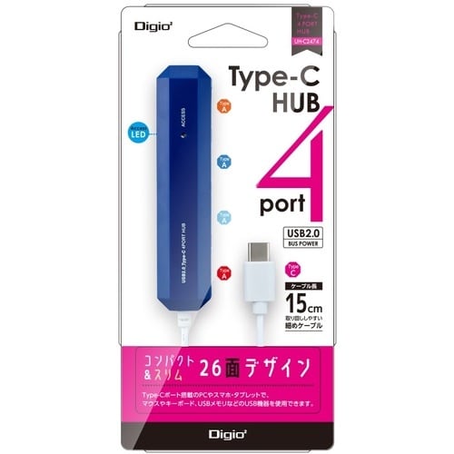 ナカバヤシ USB2.0/Type−C/4ポートハ