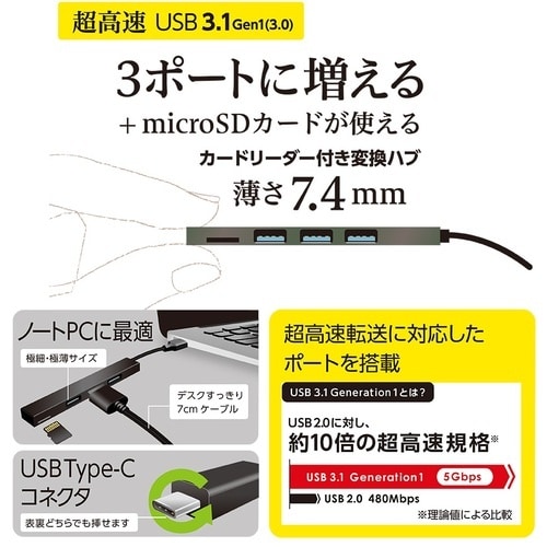 ナカバヤシ USB3.1Type−C3ポートコンボ