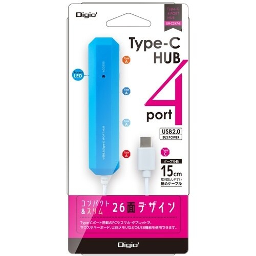 ナカバヤシ USB2.0/Type−C/4ポートハ