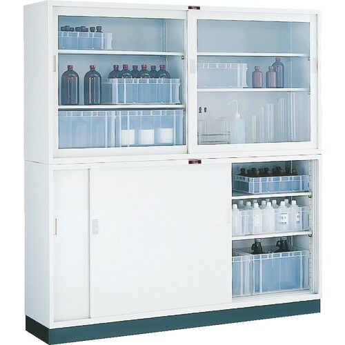 TRUSCO 耐薬品保管庫 ガラス引違型 880X