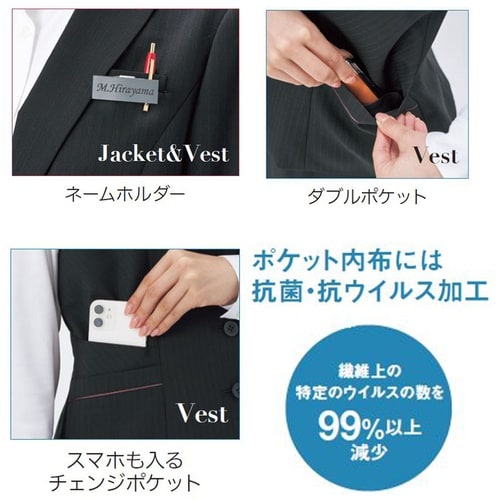 GROW ベルベット・ストライプベスト紺系05