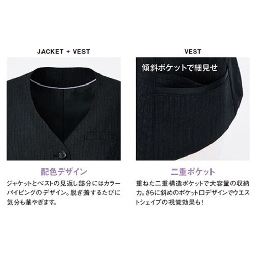 GROW ヴィオラ・ストライプベスト黒系17